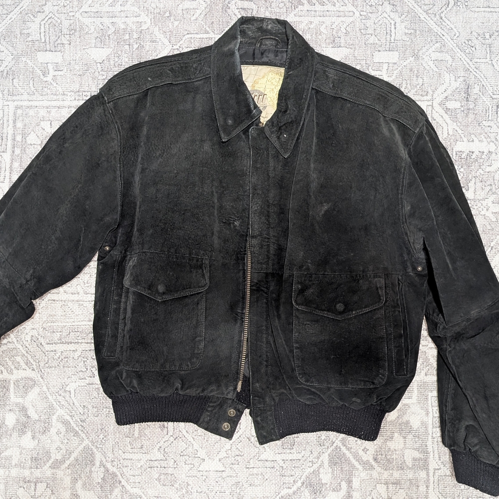 Vintage Early 1990s Suede Leather Coat G-lll Leather Fashions Global Identity SM